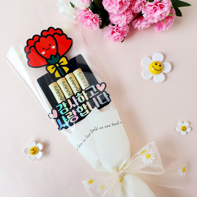 어버이날 부모님선물 카네이션 홀로그램 용돈꽃다발토퍼, 1개, .