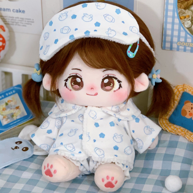티니숲속 10cm 20cm 인형옷 파자마 잠옷 안대 포함 3종 세트, 1개, 블루