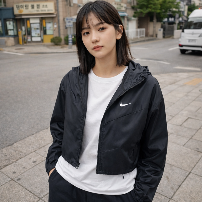 나이키 러닝 윈드러너 우븐 여성 후드 크롭 경량 바람막이 재킷