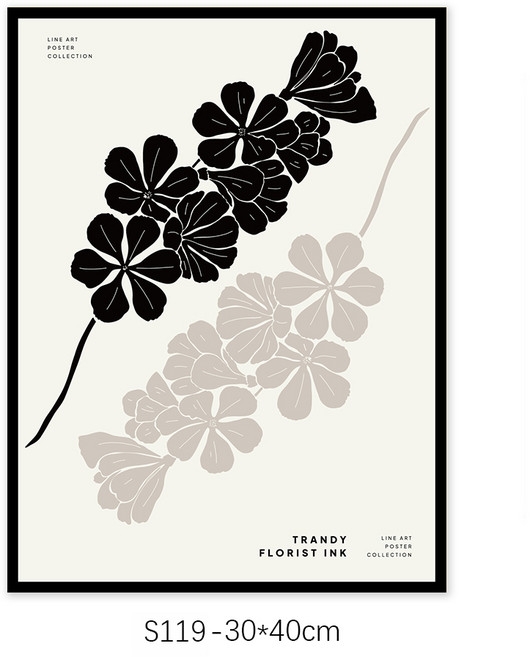 簡約黑白抽象幾何壁貼 30x40公分 北歐風, S119