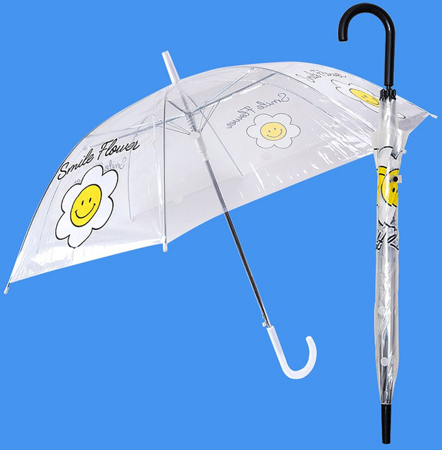 투명우산 장우산 스마일 플라워 고급 우산 장마철 단체 답례품 선물