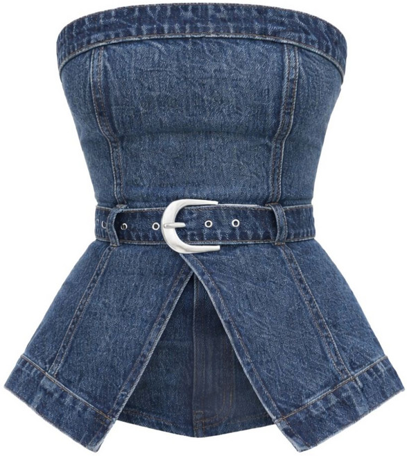 리포메이션 콜린스 벨트 데님 탑