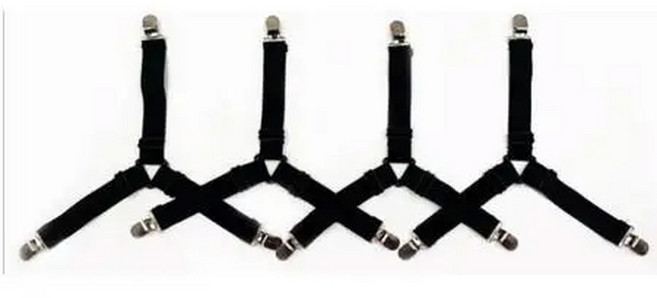 침대 시트 패스너 거치대 도구 정리함 매트리스 커버 클립 탄성 스트랩 조절 개로트, 1. black4pcs