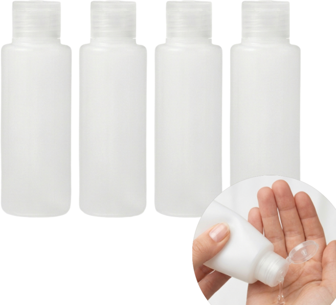 BLUNIZ 똑딱이 캡 화장품 소분 공병 100ml, 4개, 반투명