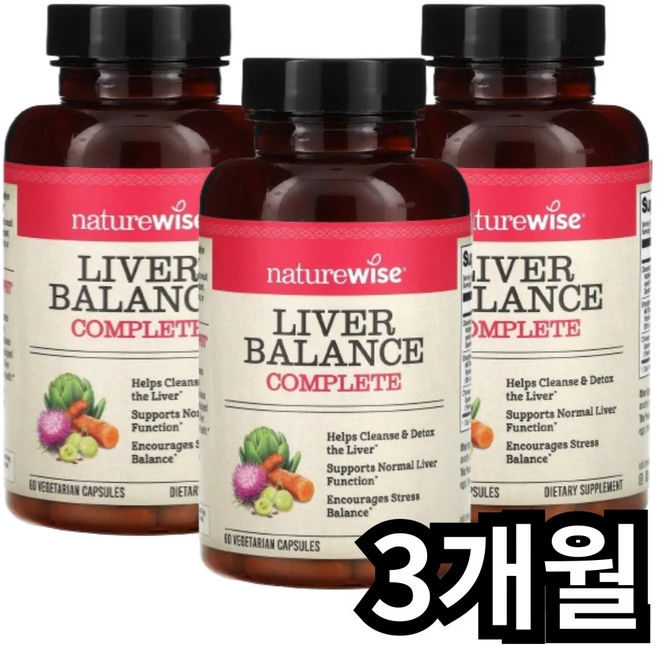 네이쳐와이즈 간 밸런스 컴플리트 60 식물성 캡슐, 3팩, 60정 - 쿠팡