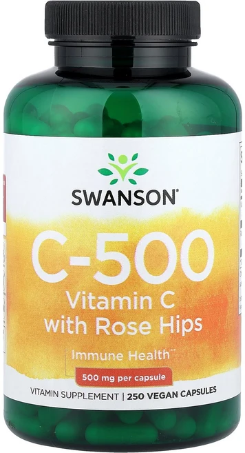 Swanson 스완슨 비타민C 500mg 로즈힙 250 캡슐 건강유지 영양제, 1개, 250정 - 쿠팡