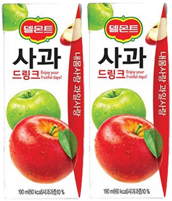 델몬트 190ml 드링크 32개 사과 x 주스 과즙음료 칠성음료, 6.08L, 1박스