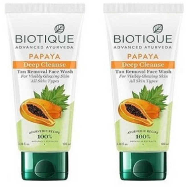 Biotique Papaya Deep Cleanse Face Wash | Gentle Exfoliation | Visibly Glowing Skin | 100% Botanical, 100ml, 2개 - 쿠팡