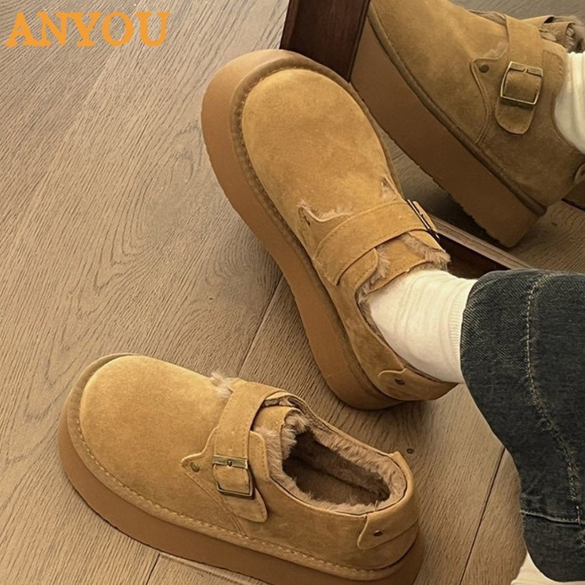 여성 캐주얼 로퍼 여성 발편한 기모 안감 부츠 방한화 여성 겨울털신발 발편한 따뜻한