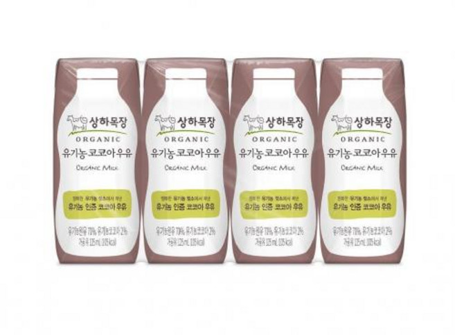 상하목장 유기농 코코아우유 125mlx4개, 4개, 125ml