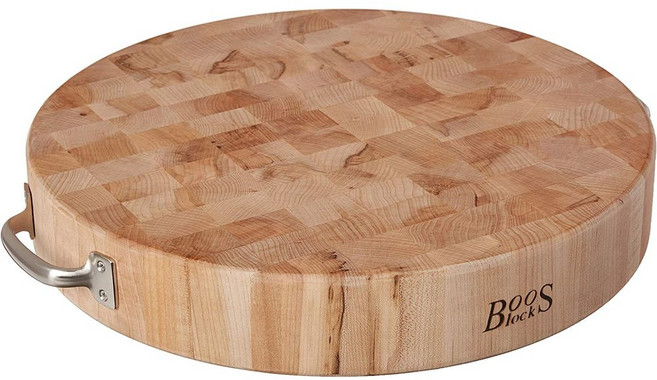 엔드그레인도마 단단한 고급 원목 나무 플레이팅 메이플 우드 원형 도마 18인치, 1개