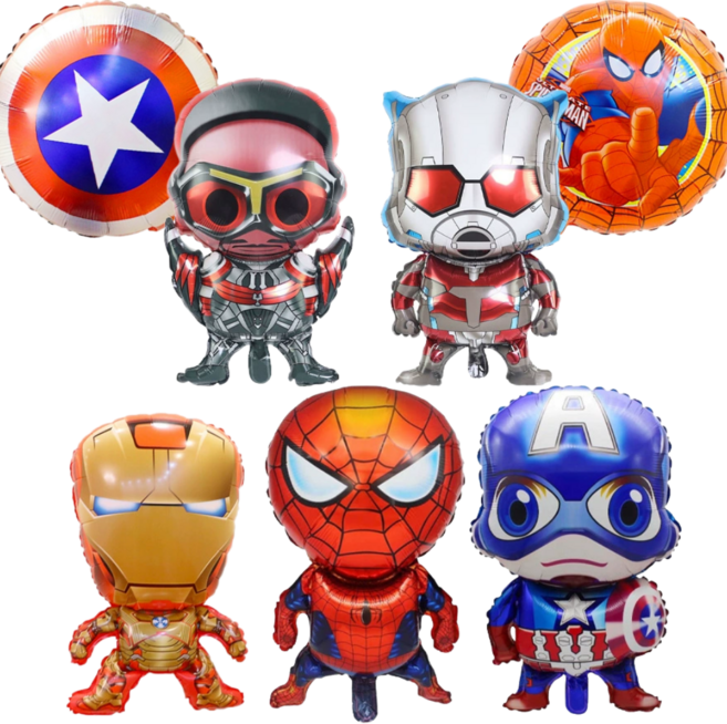아이앤에이치 슈퍼히어로 어벤져스 이벤트 풍선 세트, 혼합색상, 7개