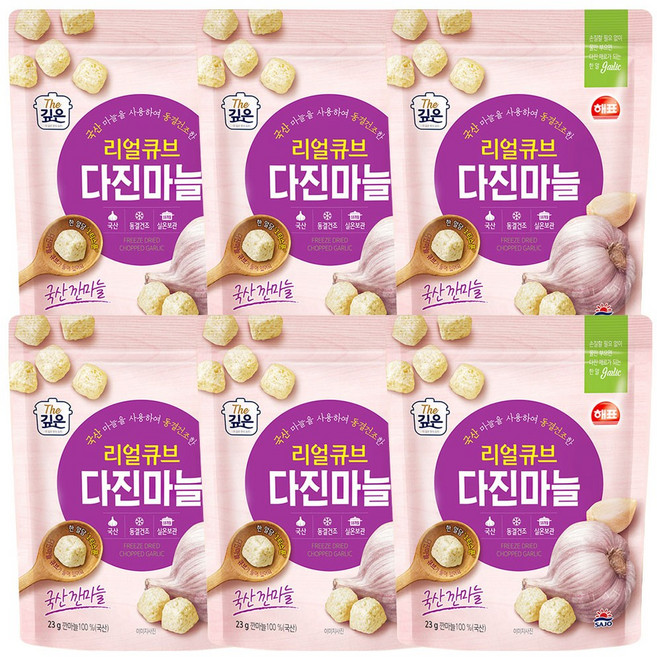 해표 리얼큐브 다진마늘, 6개, 23g