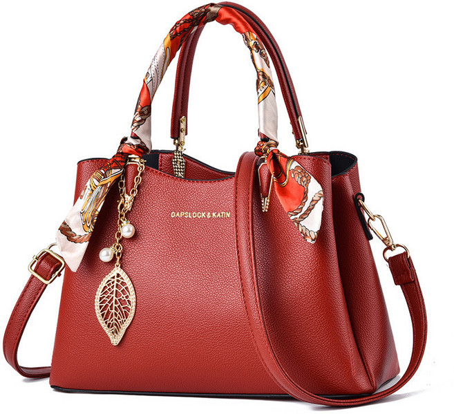 리치모리 스카프 포인트 가죽 토트백