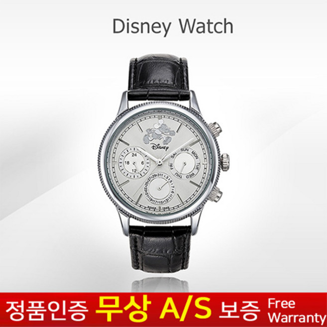 (디즈니) DISNEY [한국본사정품][무상AS] 남성남자학생 미키마우스 크로노그래프 가죽밴드 손목시계 OW122BKW