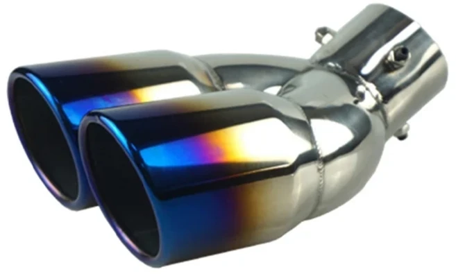 유니버설 63mm 자동차 입구 더블 배럴 후면 배기 팁 테일 파이프 머플러 블랙 티타늄 콘센트 스테인레스 스, Blue Z, 1개