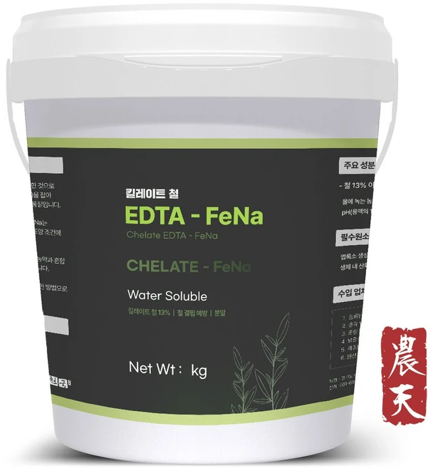 [소포장] 킬레이트철 - EDTA철 킬레이트제 미량요소 수용성 액비 제조 비료 원료, 1개, 1kg - 쿠팡