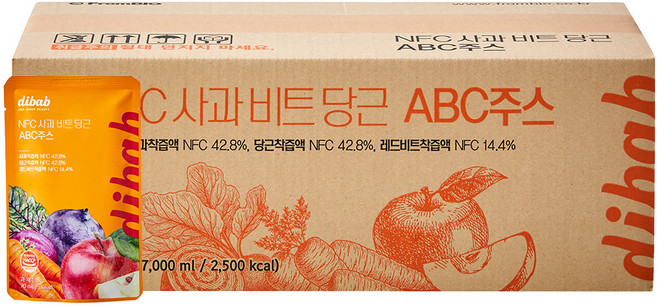 프롬바이오 NFC착즙 사과비트당근 ABC주스, 70ml, 100개