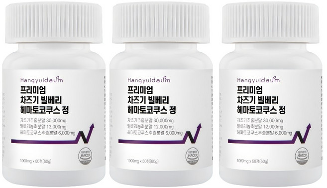 한결다움 프리미엄 루테올린 차즈기 빌베리 헤마토코쿠스 결명자 당근 메리골드 1000mg 60정, 3개