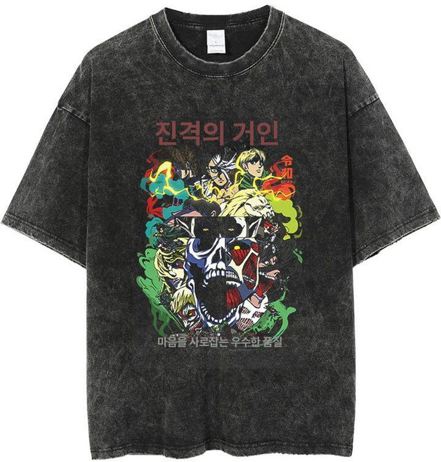 거인 티셔츠 반팔 조사병단 코스프레 블랙 56종