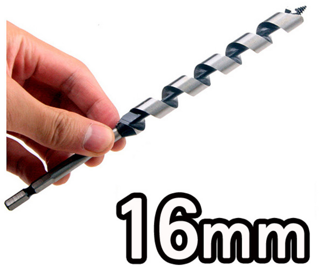 롱 목공드릴 9mm~30mm 샤프트 긴 목공용 드릴날 나무 기리 목공기리 드릴 날 목공드릴날 목재 합판 구멍 홀쏘, 1개, SAMTO 목공 롱드릴 16mm