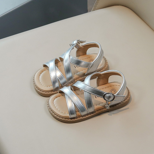 Annie 女童交叉羅馬平底涼鞋，韓版公主涼鞋，兒童涼鞋，夏季新款
