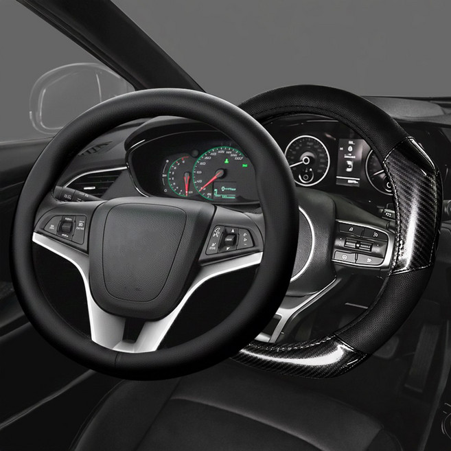 미켈라토 제네시스 g70 g80 g90 gv60 gv70 gv80 eq900 카본 원형 가죽 핸들커버, 02_3D입체/제네시스 실버로고