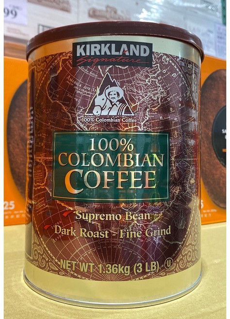 Kirkland Signature 科克蘭 哥倫比亞濾泡式咖啡 香醇濃郁, 1.36kg, 1個, 1個裝