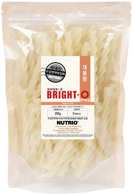 뉴트리오 강아지 브라이트오 치석껌 대용량, 연어살, 250g, 1개