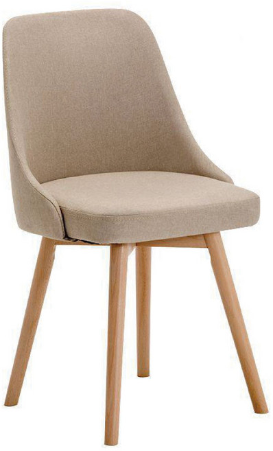 FDW 北歐實木餐椅 乳膠坐墊 櫸木腳 旋轉/固定兩用 多功能電腦書桌椅, 旋轉-卡其, 1個