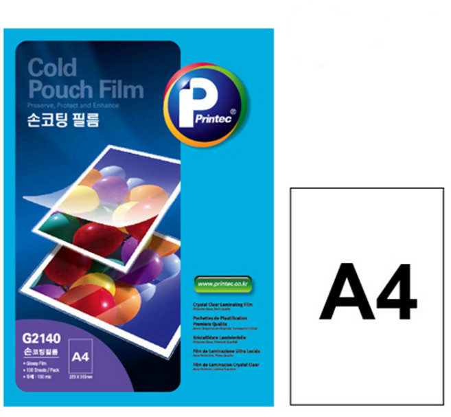 프린텍 손코팅필름 A4 100mic 100매 / G2140-100, 100개