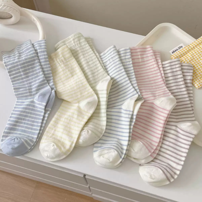 럽니드삭스 6종세트 여성용 파스텔 스트라이프 양말