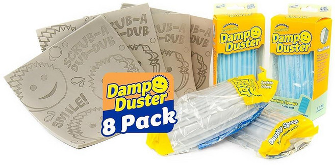 ScrubDAD 대드dyDamp먼지떨이스폰지및타월번들-먼지스폰지4개및젖은먼지떨이타월4개-스와이프및폴리쉬블라인드 베이스보드 가구등8피스번들124251, ScrubDAD 대드dyDamp먼지떨이스폰지및타월번들-