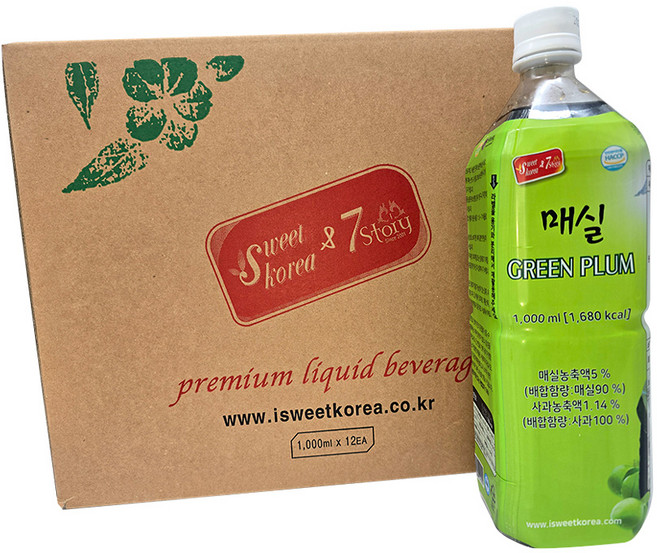 매실 음료베이스 스위트코리아 농축액, 1L, 12개