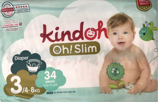 킨도 프리미엄 오슬림 밴드형 기저귀, 3단계, 34매