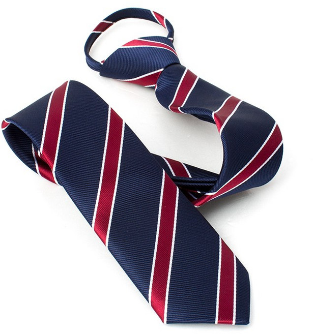 화이트 레드 스트라이프 네이비 자동넥타이_GA5053