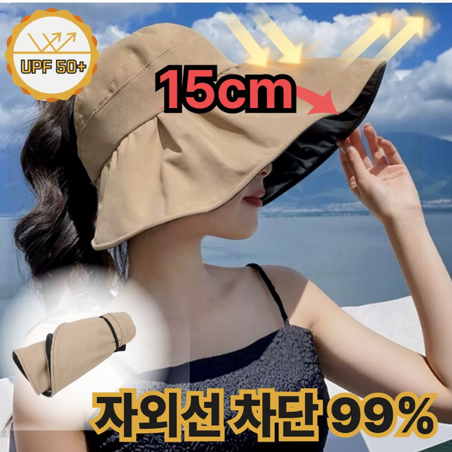 LAVION 챙넓은 여성 돌돌이 썬캡 햇빛가리개모자 자외선차단
