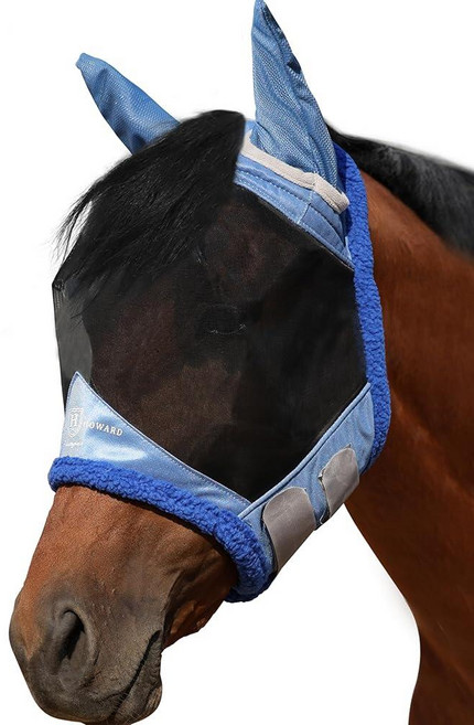Harrison Howard Horse Fly 마스크 UV 보호 미세 메시 피부에 부드러운 울 감촉 플라이 및 자외선 차단 문라이트 실버 XL, 아쿠아마린, L, 아쿠아마린