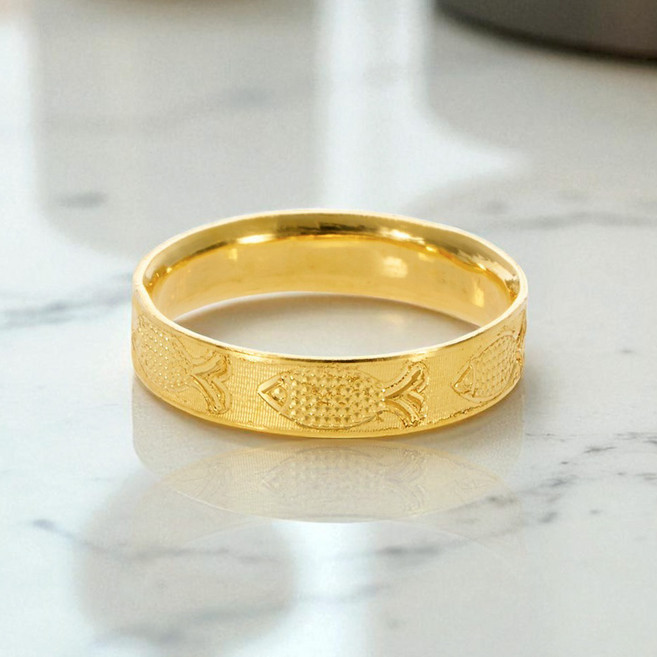 뷰띵24K 순금 3.75g 플랫 심플 물고기 반지