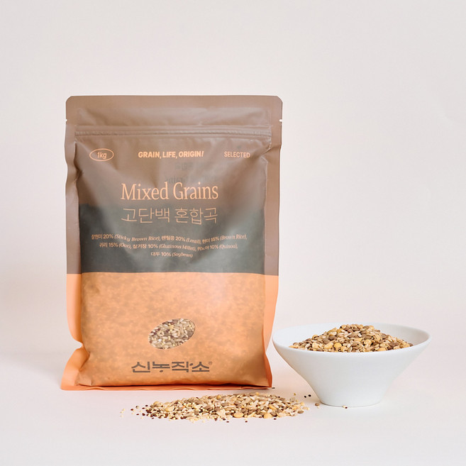 고단백 혼합곡 | 잡곡밥 잡곡쌀 저속노화 고단백식단 대용량 [원산지:상세설명에 표시], 1kg, 1개