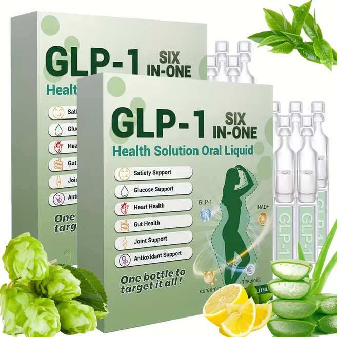 GLP-1 6가지 효능을 담은 경구용 액상 건강 보조제 고급 GLP-1 액상 장 건강 증진 피부 탄력 강화 및 바디 케어 (남녀 공용), 1박스, 6회분