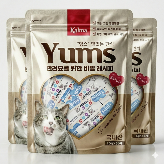 칼마 국내산 고양이 대용량 가성비 짜먹는 간식 얌스 연어 15g x 36개 / 108개