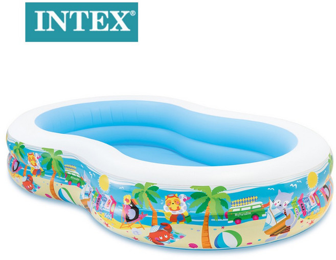 INTEX 56490 8字形充氣游泳池 兒童戲水池 嬰兒遊戲球池 附修補片, 1個, 水池
