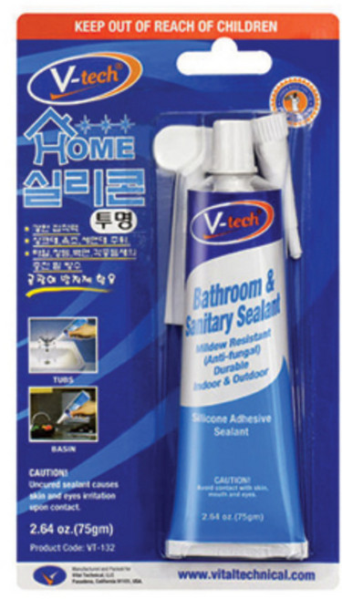 브이텍 인테리어 용 강력 투명 실리콘 접착제 본드 75g 가정 공예 DIY, 1개