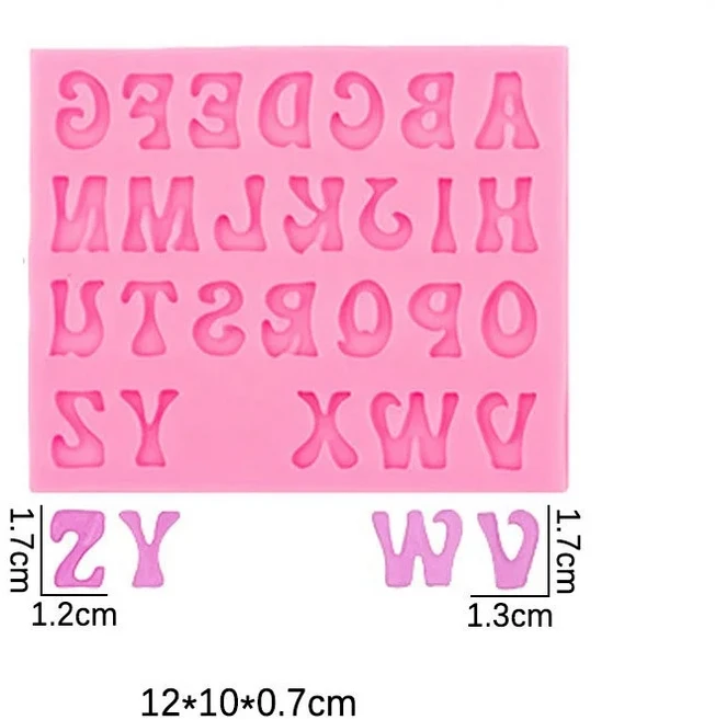 빵틀영숫자 실리콘 몰드 문자 퐁당 초콜릿 케이크 장식 베이킹 도구 주방 가제트 액세서리, 04 Pink Capital, 1개