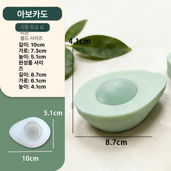 유니콘 캔들 몰드 식품용 장식용 베이킹몰드 실리콘몰드 모양틀, 1개, 아보카도