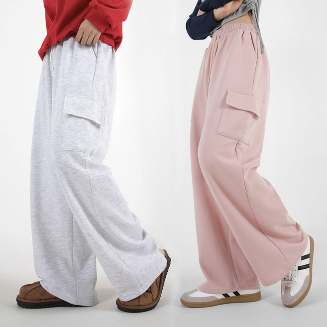 오버나인 여자 여성 기장선택 숏롱 와이드 카고 트레이닝 팬츠 바지