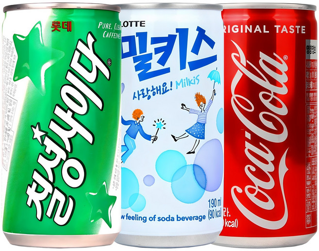 코카콜라&밀키스&사이다190ml x 각10개(총30개) 업소용/콜라/사이다/밀키스/탄산음료/미니음료/소캔음료, 1세트, 190ml, 1세트