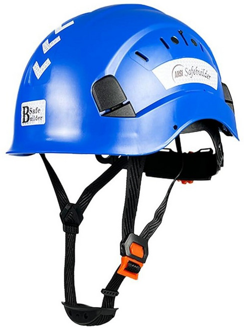 SAFEBUILDER ABS Work-at-Height and Rescue 하드 모자 슬롯 통기성 건설 안전 헬멧 조절 가능한 래칫 6포인트 서스펜션 ANSI Z89.1-14, 블루 안전 헬멧, 1개