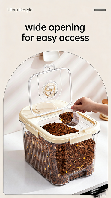 애완동물 사료 보관통 대용량 방습 밀폐 수납함, 흰색, 1개, 20L